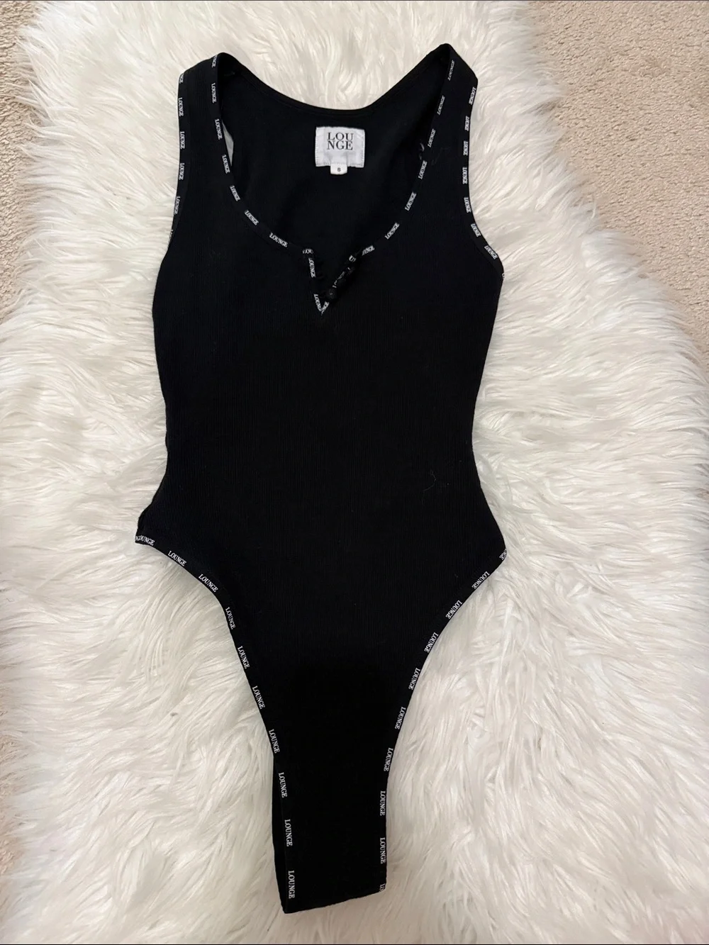 Lounge Black Ribbed Tank One-Piece Bodysuit